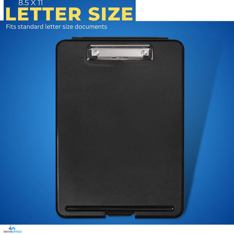 1InTheOffice Plastic Storage Clipboard Letter Size, Plastic Clipboard with Low Profile Clip, Storage Clipboard, Black - Image 3